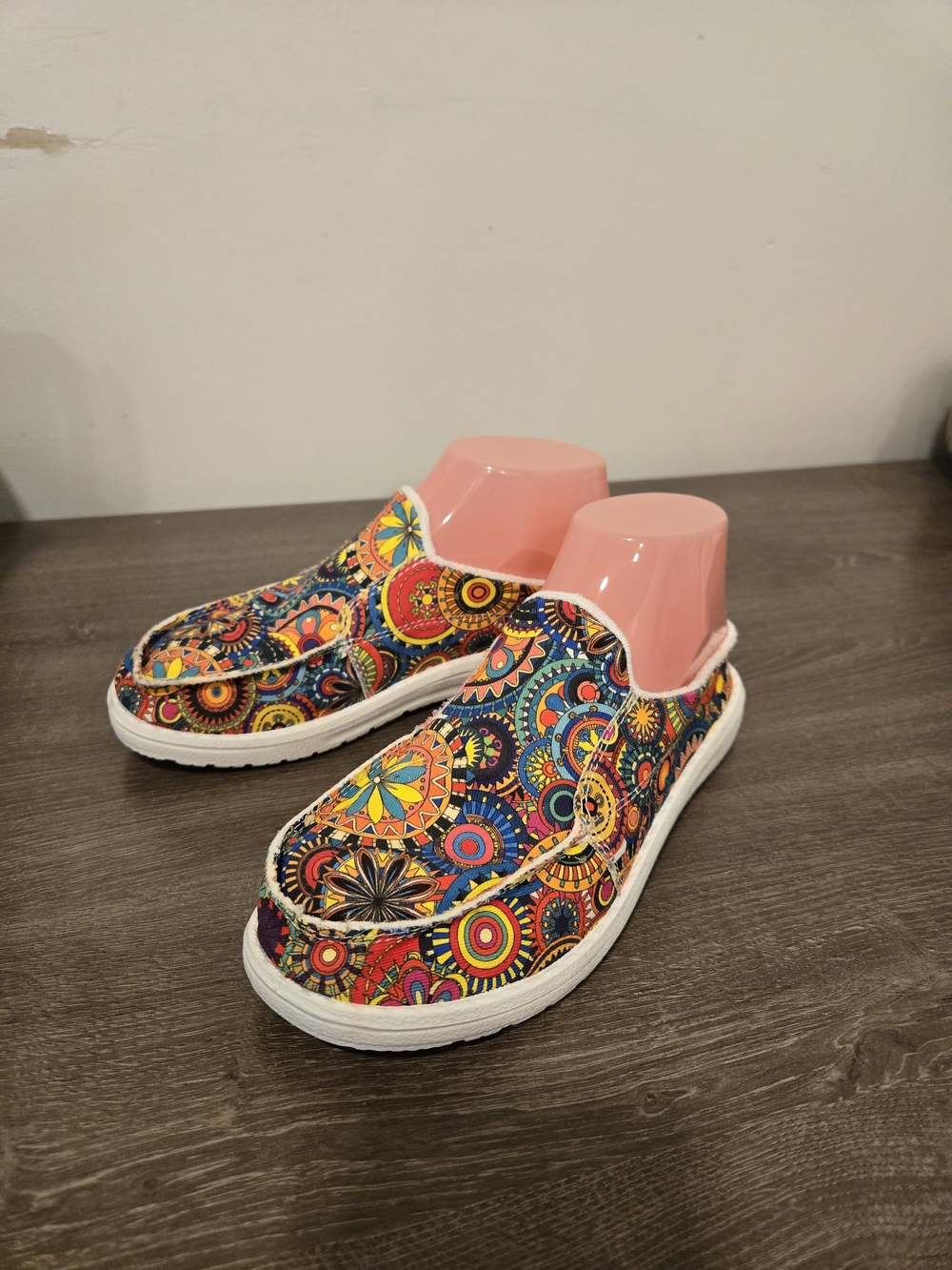 Womans Slip-On Shoes in Multicolor Mandala Print